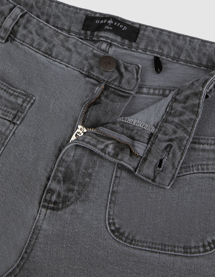 LE HAILEY - Jean flare gris surteint poches plaqu&eacute;es-3