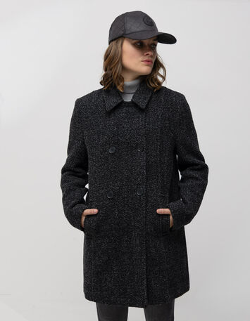 DREDA - Manteau gris drap de laine fantaisie-1