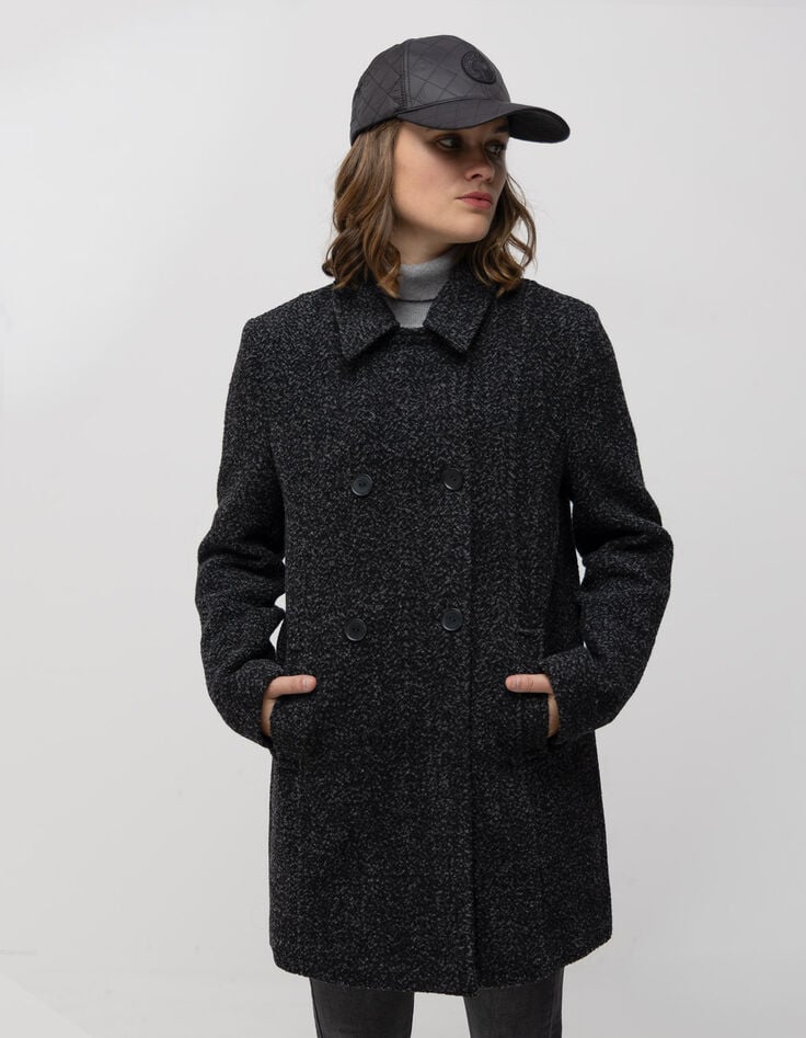 DREDA - Manteau gris drap de laine fantaisie-1