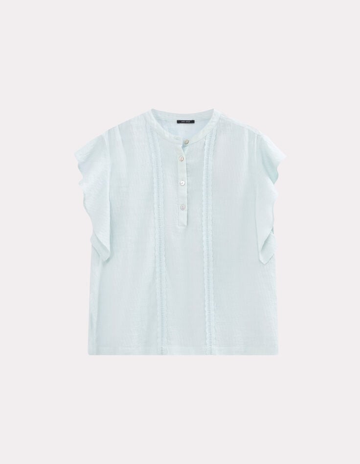 CHARME - Top vert avec volants et bandes dentelle-5 CHARME - Top vert avec volants et bandes dentelle-5