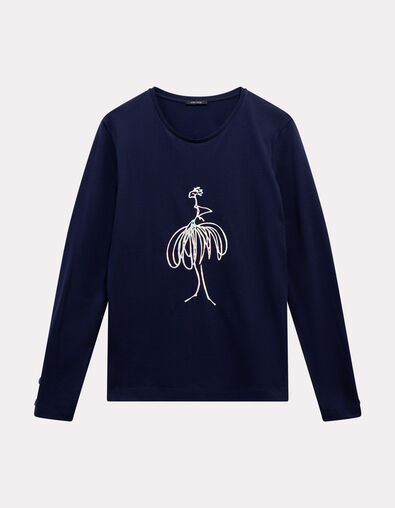 MODENE - T-shirt marine coton bio danseuse métallisée - One Step