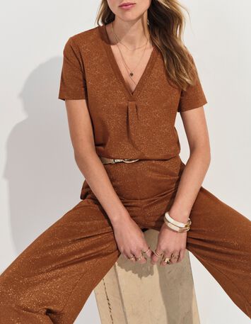 PRIDE - Pantalon marron maille iris&eacute;e -7