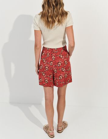 PILAR - Short orange imprim&eacute; floral d'&eacute;t&eacute; -3