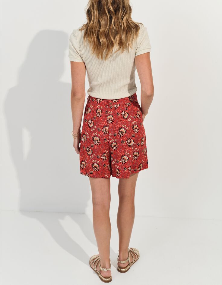 PILAR - Short orange imprim&eacute; floral d'&eacute;t&eacute; -3