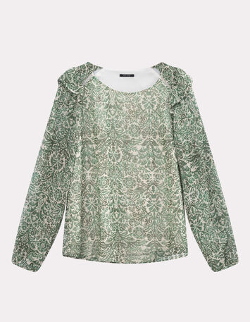 CAMPBELL - Blouse écrue imprimé romance baroque-5