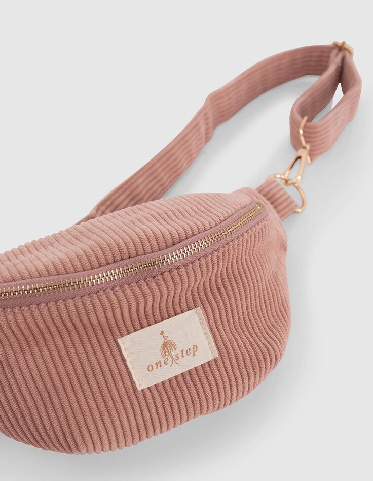 Sac banane velours rose-3