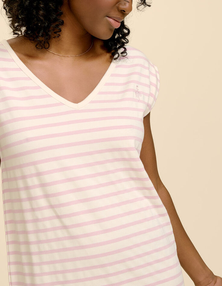 REFLEX - Robe écrue à rayures couleur-4