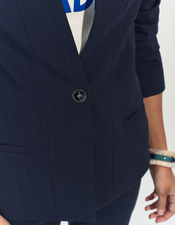 VIOLETA - Veste de costume marine à motif rayures tennis -4