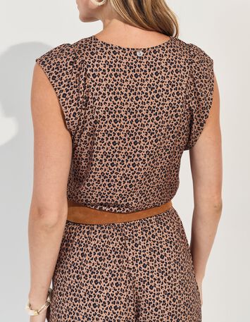 CANDLE - Top beige Lenzing&trade; Ecovero&trade; imprim&eacute; micro l&eacute;opard-3