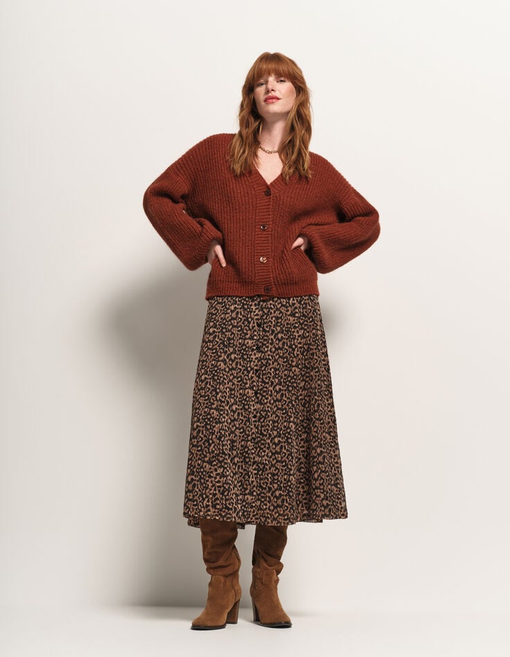 TREFLE - Cardigan marron tricot réversible devant/dos-7 TREFLE - Cardigan marron tricot réversible devant/dos-7
