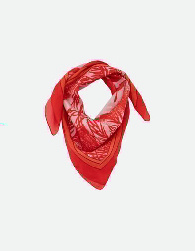 ABRAMS - Foulard soie rouge motif visage  - One Step