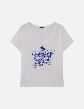 MAGIC- T-shirt blanc coton bio crayonn&eacute; petit-d&eacute;jeuner -5