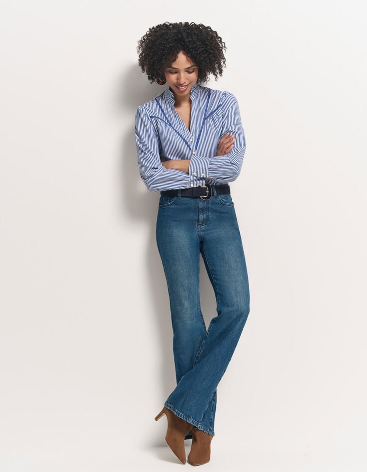 CAYCE - Blouse à rayures bleues découpes dentelle-7 CAYCE - Blouse à rayures bleues découpes dentelle-7