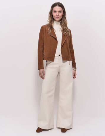 DIYA - Blouson cognac en cuir velours-4