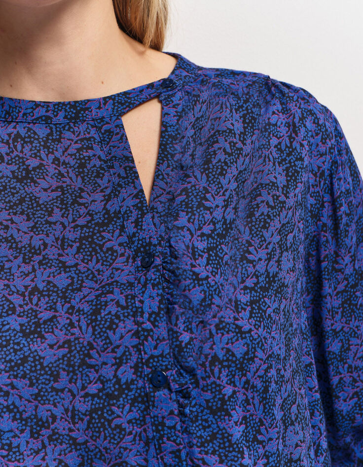 CHARLEY - Blouse marine imprim&eacute; floral pois-4