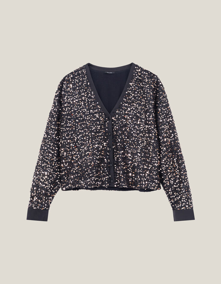 CLIVE - Chemise platine brod&eacute;e sequins-5
