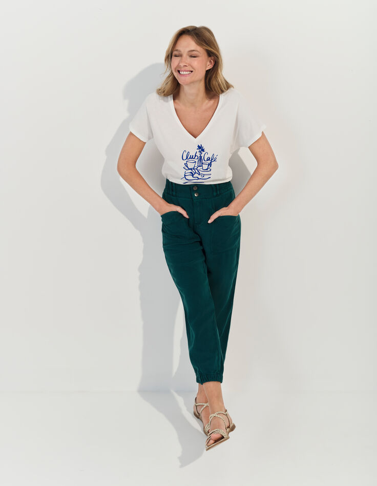 MAGIC- T-shirt blanc coton bio crayonné petit-déjeuner -2