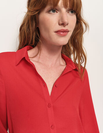 CYMONE - Chemise rouge fluide polyester recyclé-3