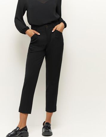 POPPY - Pantalon droit noir façon laine froide-2