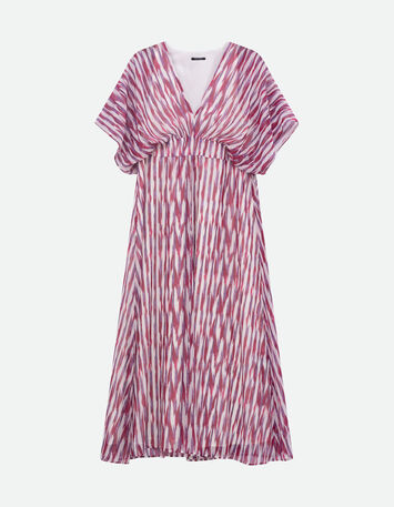 ROSARIO - Robe violette polyester recyclé rayures floues -5