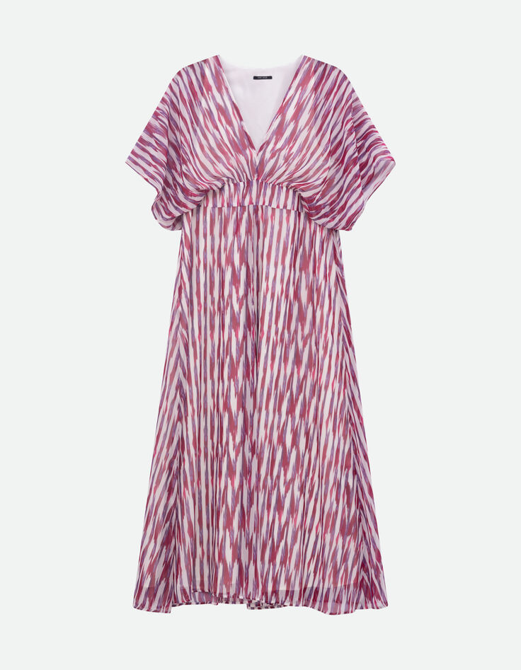 ROSARIO - Robe violette polyester recyclé rayures floues -5