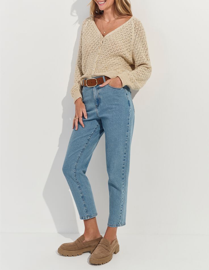 TOMAS - Cardigan beige dor&eacute; tricot lurex fantaisie -6