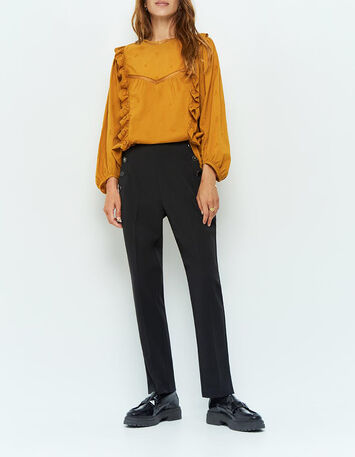 CATALINA - Blouse miel brodée avec volants-2