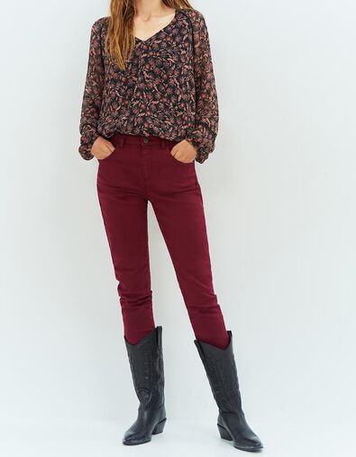 LE MONICA - Jean slim grenat effet push-up 7/8ème - One Step