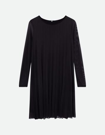 ROMA - Robe noire pliss&eacute;e -5