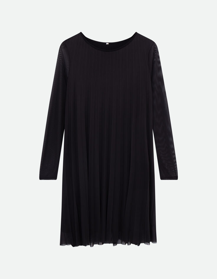 ROMA - Robe noire pliss&eacute;e -5