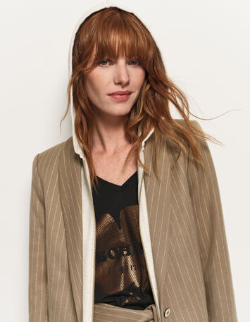 VITO - Veste de costume beige rayures tennis lurex-8