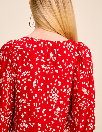 CHAPMAN - Blouse cerise à imprimé fleurs abstraites-4