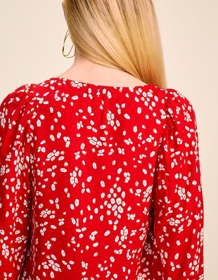 CHAPMAN - Blouse cerise à imprimé fleurs abstraites-4