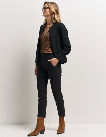 MORTON - Cardigan noir maille fantaisie forme bomber-7
