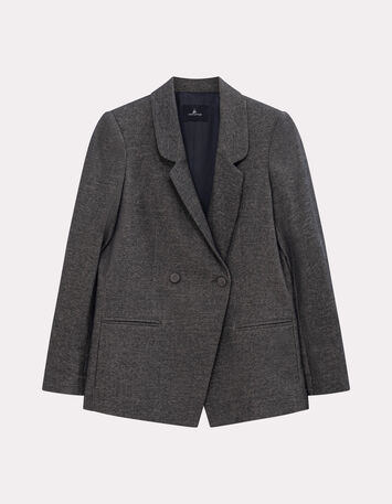 VIGG - Veste de costume grise boutonnage asymétrique-2