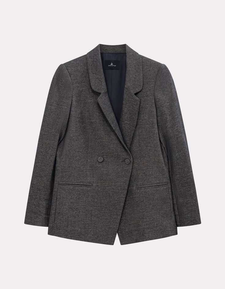 VIGG - Veste de costume grise boutonnage asymétrique-2