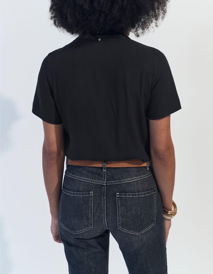 COREY - Top noir Lenzing&trade; Ecovero&trade; effet cache-c&oelig;ur -3