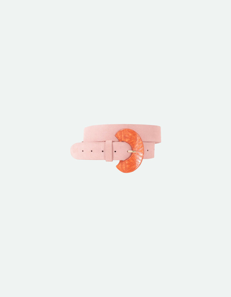 APIS - Ceinture rose en cuir velours certifié-3