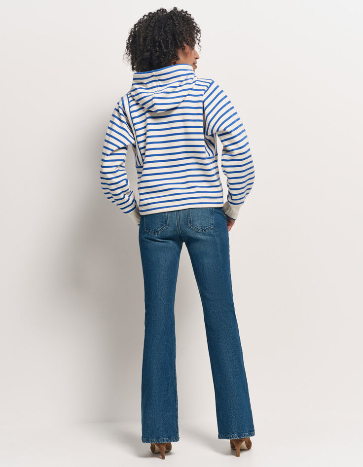 MAT - Sweat à capuche rayé bleu coton bio brodé danseuse-3
