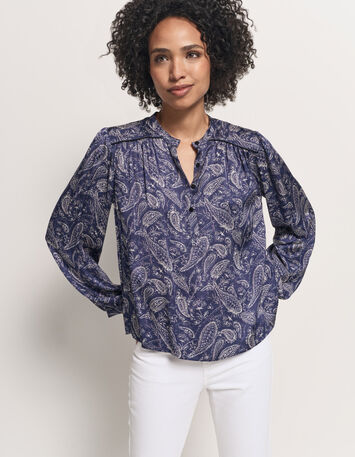 CLUSE - Blouse bleue Lenzing™ Ecovero™ cachemire-2