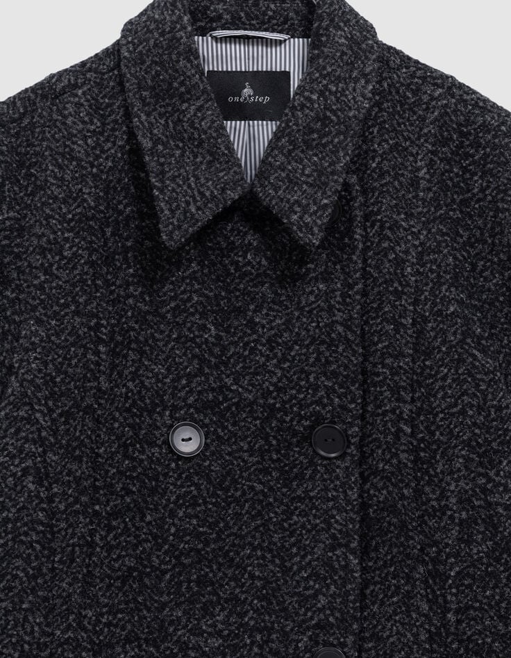 DREDA - Manteau gris drap de laine fantaisie-2 DREDA - Manteau gris drap de laine fantaisie-2