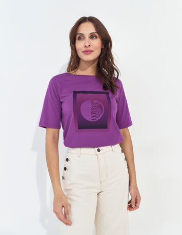 MATHEO - T-shirt violet coton bio monogramme -1