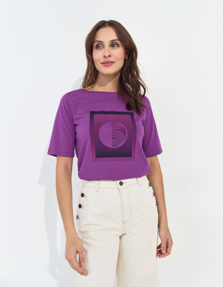 MATHEO - T-shirt violet coton bio monogramme -1