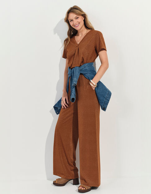 PRIDE - Pantalon marron maille irisée  - One Step