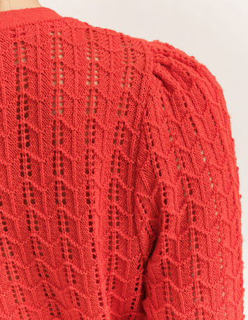 TARRY - Cardigan réversible capucine tricot ajouré-4