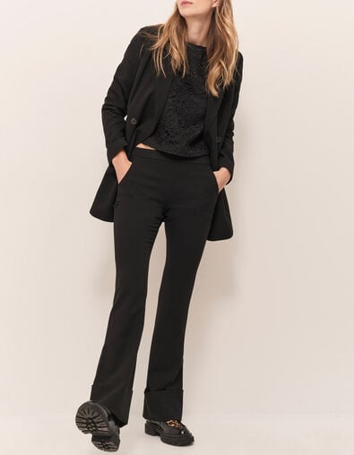 PACHY - Pantalon de costume noire avec larges revers - One Step