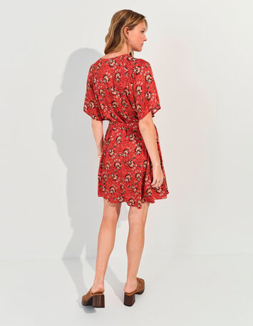 RADKA - Robe orange imprimé floral d'été -3