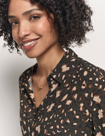 COMO - Chemise kaki Lenzing™ Ecovero™ tachiste animalier-5