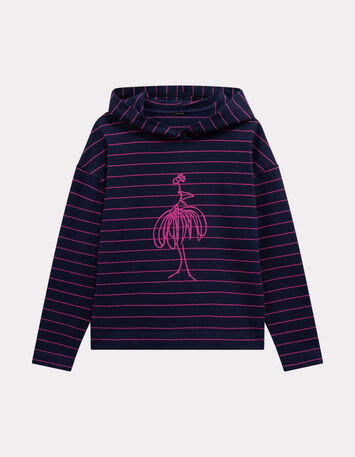 MELKI - T-shirt marine rayé rose coton bio avec danseuse-6