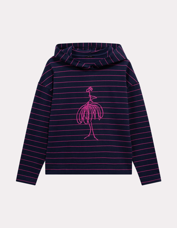 MELKI - T-shirt marine rayé rose coton bio avec danseuse-6